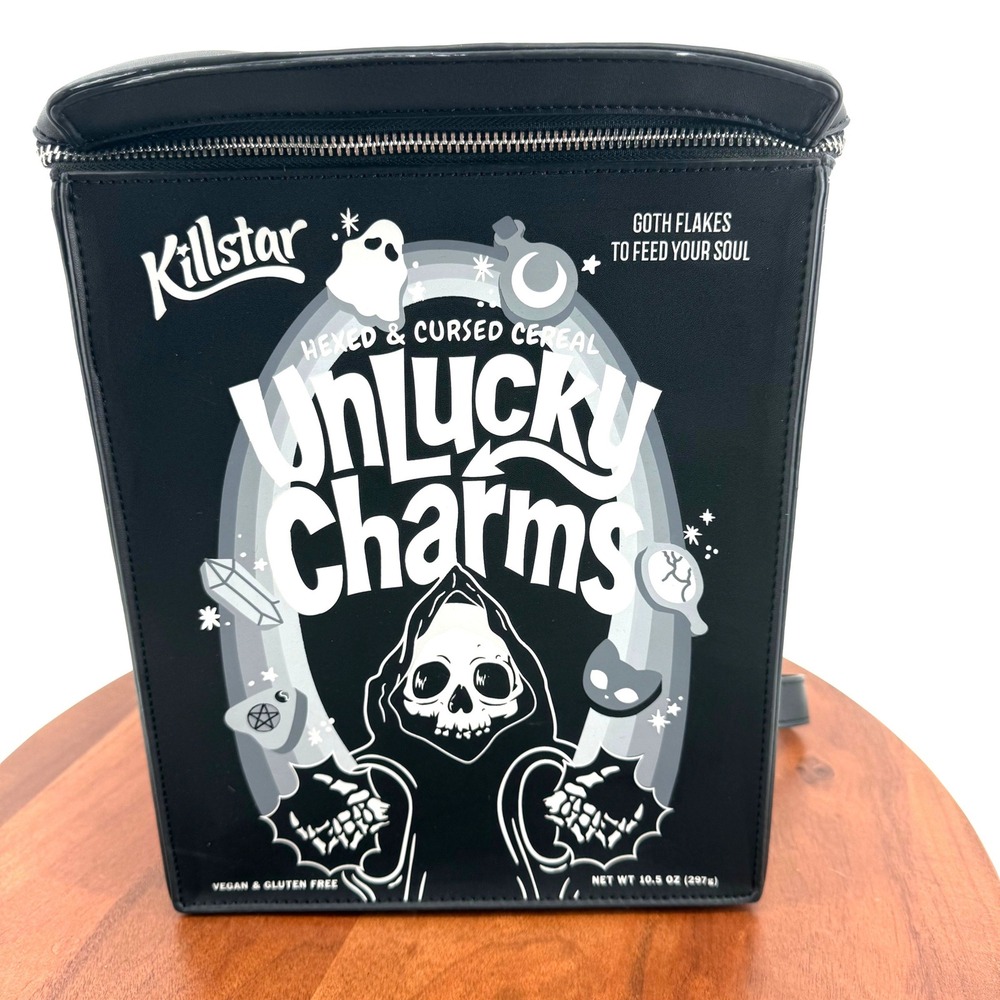Killstar Unlucky Charms Cereal Box Backpack Crossbody Black Goth Novelty Bag OS